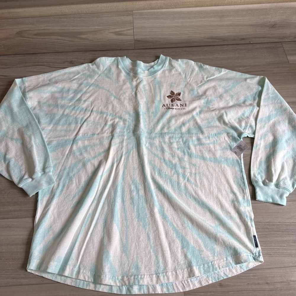 Disney Aulani Spirit Jersey‎ Shirt XL Light Blue Tie Dye Glitter Hawaii NEW NWT